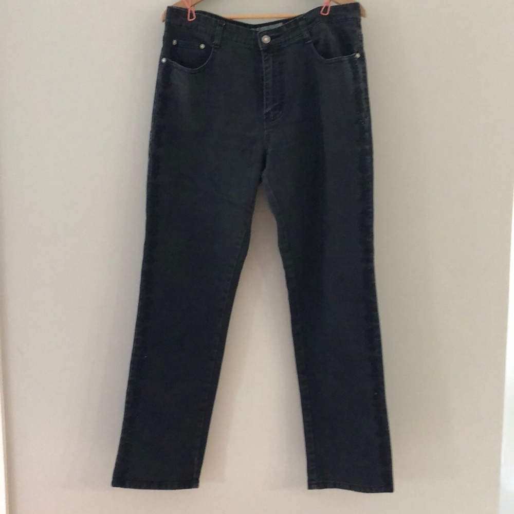 COS Black boot leg jeans with rhinestones stretch
